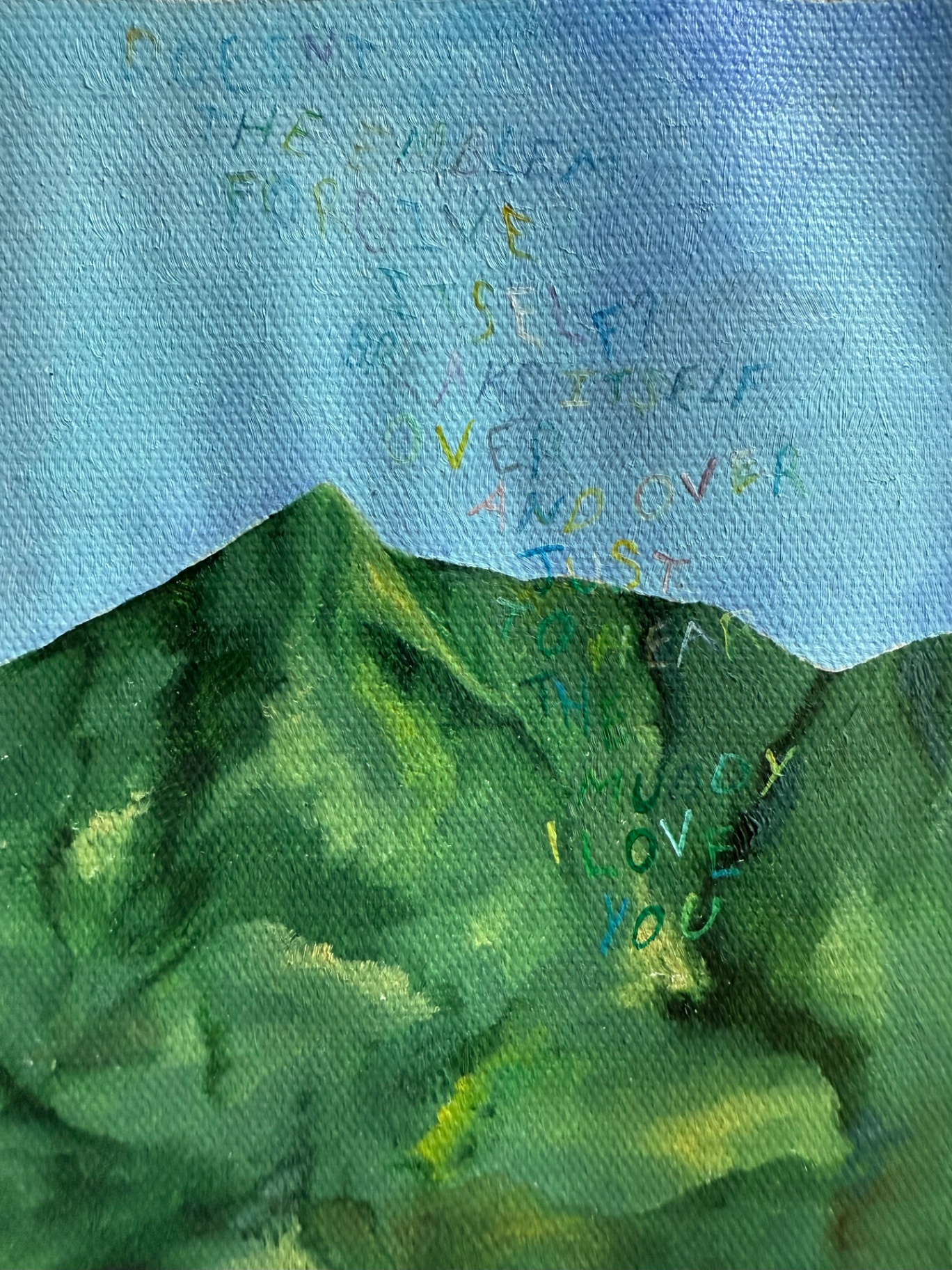 mountain with poem