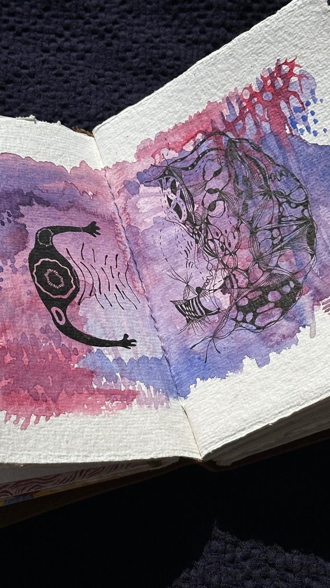 purple sketchbook spread
